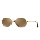 Ray-ban Octagonal Flat Gold Sunglasses, Brown Lenses - Rb3556n