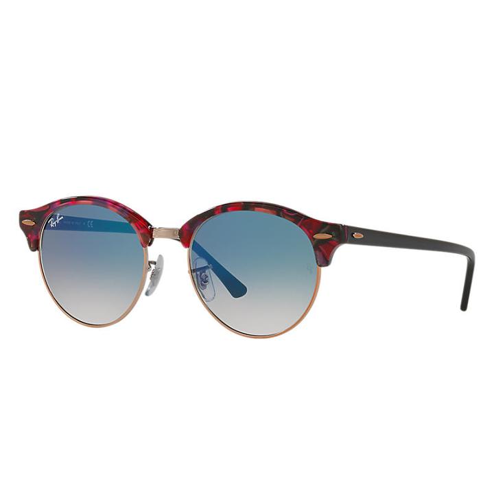 Ray-ban Clubround Fleck Black Sunglasses, Blue Lenses - Rb4246