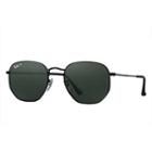 Ray-ban Hexagonal Flat Black Sunglasses, Polarized Green Lenses - Rb3548n