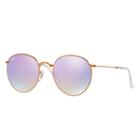 Ray-ban Round Metal Folding Copper Sunglasses, Violet Lenses - Rb3532