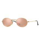Ray-ban Oval Flat Gold Sunglasses, Pink Lenses - Rb3547n