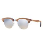 Ray-ban Clubmaster Wood Brown Sunglasses, Gray Lenses - Rb3016m