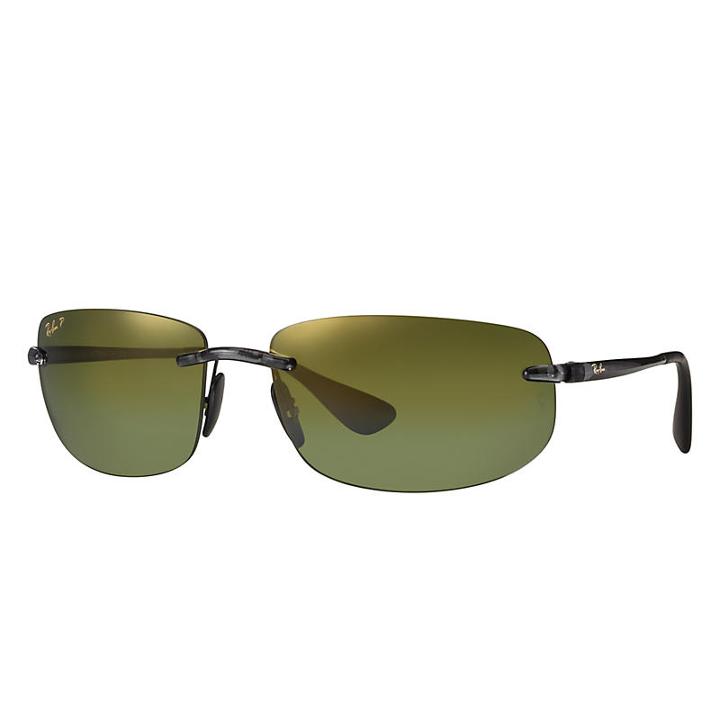 Ray-ban Men's Chromance Grey Sunglasses, Polarized Green Lenses - Rb4254