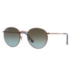 Ray-ban Round Metal Copper Sunglasses, Blue Lenses - Rb3447