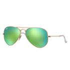 Ray-ban Aviator Gold Sunglasses, Green Flash Lenses - Rb3025