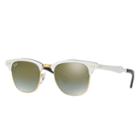 Ray-ban Clubmaster Aluminum  Silver Sunglasses, Green Flash Lenses - Rb3507