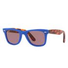 Ray-ban Wayfarer Pop Blue Sunglasses, Polarized Violet Lenses - Rb2140