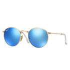 Ray-ban Round Gold Sunglasses, Polarized Blue Flash Lenses - Rb3447