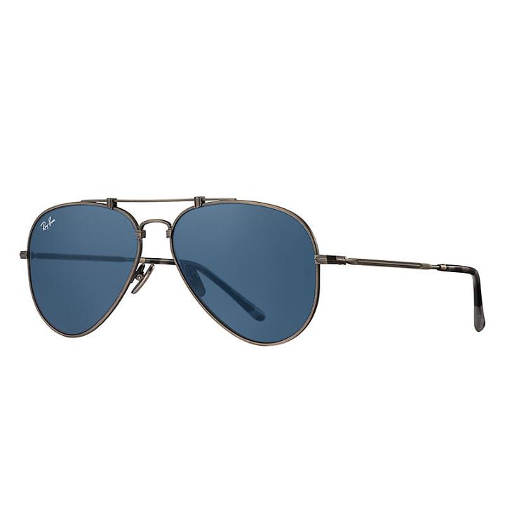 Ray-ban Aviator Titanium Pewter Sunglasses, Blue Lenses - Rb8125