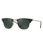 Ray-ban Men's Clubmaster Light Ray Gold Sunglasses, Green Lenses - Rb8056