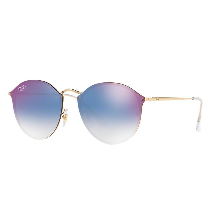 Ray-ban Blaze Round Gold Sunglasses, Blue Lenses - Rb3574n