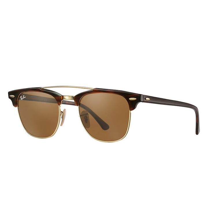 Ray-ban Men's Clubmaster Double Bridge Blue Sunglasses, Brown Lenses - Rb3816