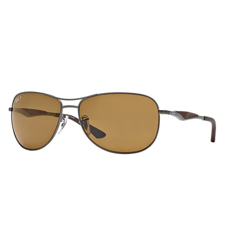 Ray-ban Men's Gunmetal Sunglasses, Polarized Brown Lenses - Rb3519