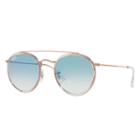 Ray-ban Round Double Bridge Copper Sunglasses, Blue Lenses - Rb3647n