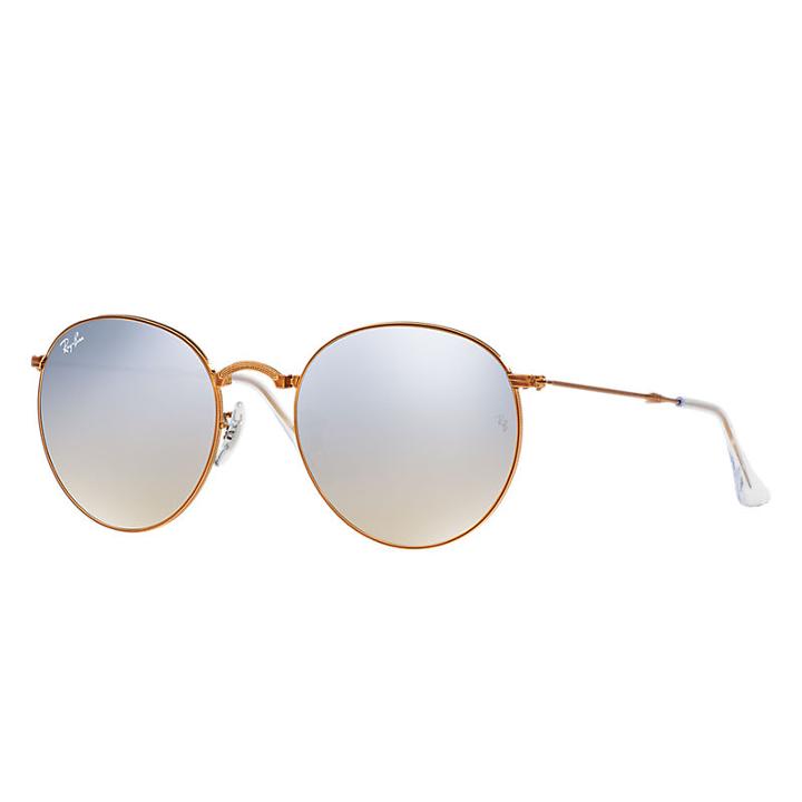 Ray-ban Round Metal Folding Copper Sunglasses, Gray Lenses - Rb3532