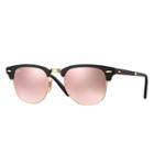 Ray-ban Clubmaster Folding  Gold Sunglasses, Pink Flash Lenses - Rb2176