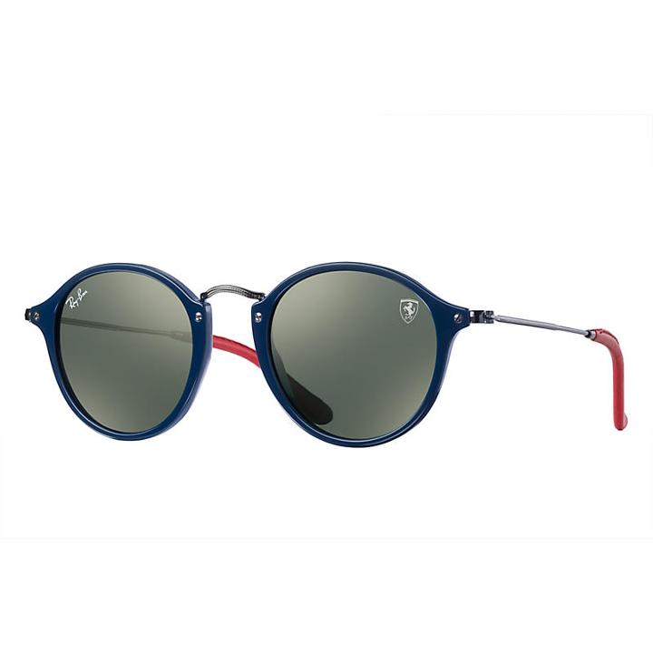 Ray-ban Scuderia Ferrari Collection Gunmetal Sunglasses, Green Lenses - Rb2447nm
