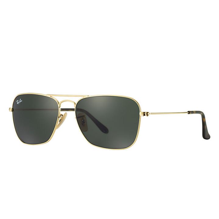 Ray-ban Caravan Gold  Sunglasses, Green Lenses - Rb3136