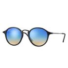 Ray-ban Round Fleck  Black Sunglasses, Blue Flash Lenses - Rb2447