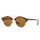 Ray-ban Clubround Double Bridge Tortoise Sunglasses, Brown Lenses - Rb4346