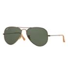 Ray-ban Aviator Distressed Gold  Sunglasses, Green Lenses - Rb3025