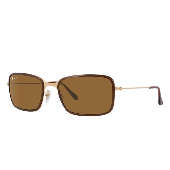Ray-ban Gold Sunglasses, Polarized Brown Lenses - Rb3514m