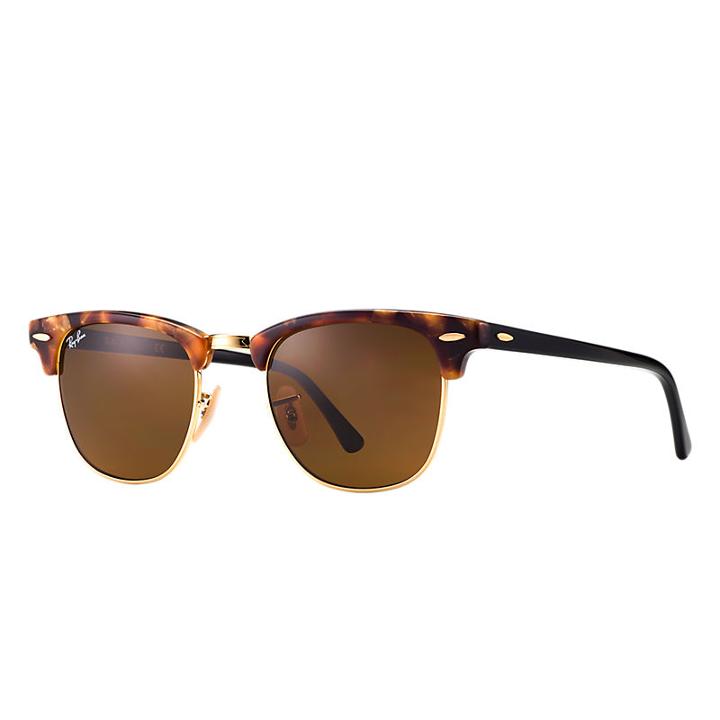 Ray-ban Clubmaster Fleck Black Sunglasses, Brown Lenses - Rb3016
