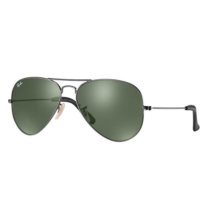 Ray-ban Aviator @collection Gunmetal Sunglasses, Green Lenses - Rb3025