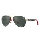 Ray-ban Scuderia Ferrari Jp Gp17 Ltd Black Sunglasses, Green Lenses - Rb3460m