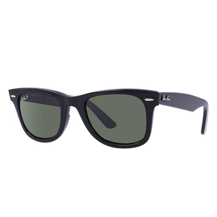 Ray-ban Original Wayfarer Black Sunglasses, Polarized Green Lenses - Rb2140