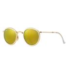 Ray-ban Round Folding Gold Sunglasses, Yellow Lenses - Rb3517