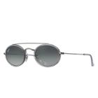 Ray-ban Oval Double Bridge Gunmetal Sunglasses, Gray Lenses - Rb3847n