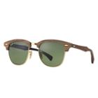 Ray-ban Clubmaster Wood Brown Sunglasses, Green Lenses - Rb3016m
