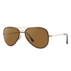 Ray-ban Aviator Flat Metal Gold Sunglasses, Polarized Brown Lenses - Rb3513m