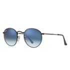 Ray-ban Round Metal Black Sunglasses, Blue Lenses - Rb3447