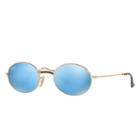 Ray-ban Oval Flat Gold Sunglasses, Blue Lenses - Rb3547n