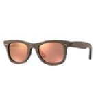 Ray-ban Original Wayfarer Denim Brown Sunglasses, Pink Lenses - Rb2140