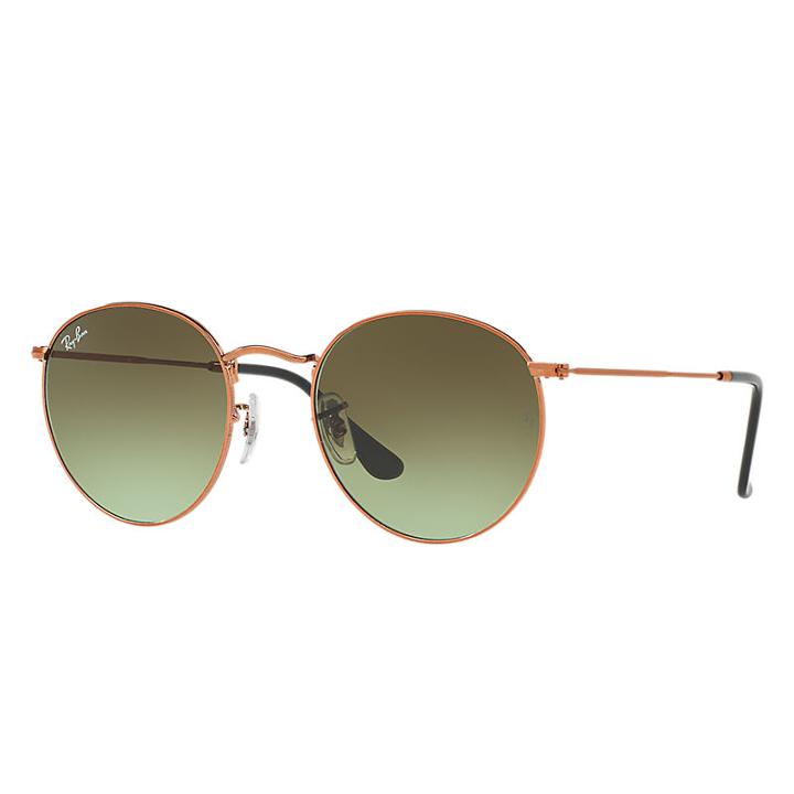 Ray-ban Round Metal Copper Sunglasses, Green Lenses - Rb3447