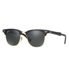 Ray-ban Clubmaster Aluminum Black Sunglasses, Polarized Green Lenses - Rb3507