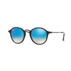 Ray-ban Round Fleck Black Sunglasses, Blue Flash Lenses - Rb2447