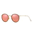 Ray-ban Round Folding Gold Sunglasses, Pink Lenses - Rb3517