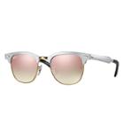 Ray-ban Clubmaster Aluminum Silver Sunglasses, Pink Flash Lenses - Rb3507