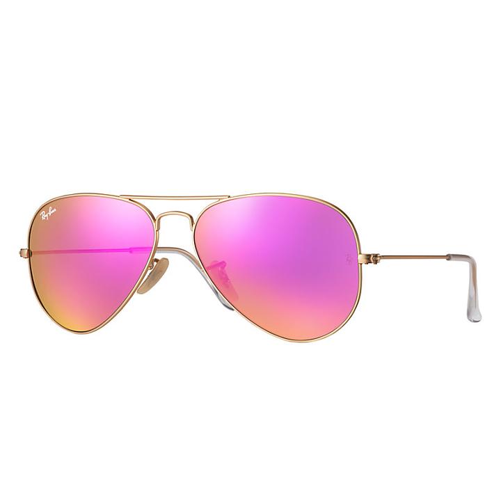 Ray-ban Aviator Gold Sunglasses, Violet Flash Lenses - Rb3025