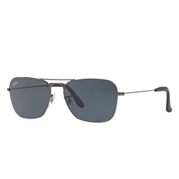 Ray-ban Caravan @collection Gunmetal Sunglasses, Blue Lenses - Rb3136