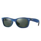 Ray-ban New Wayfarer With Alcantara  Blue Sunglasses, Green Lenses - Rb2132