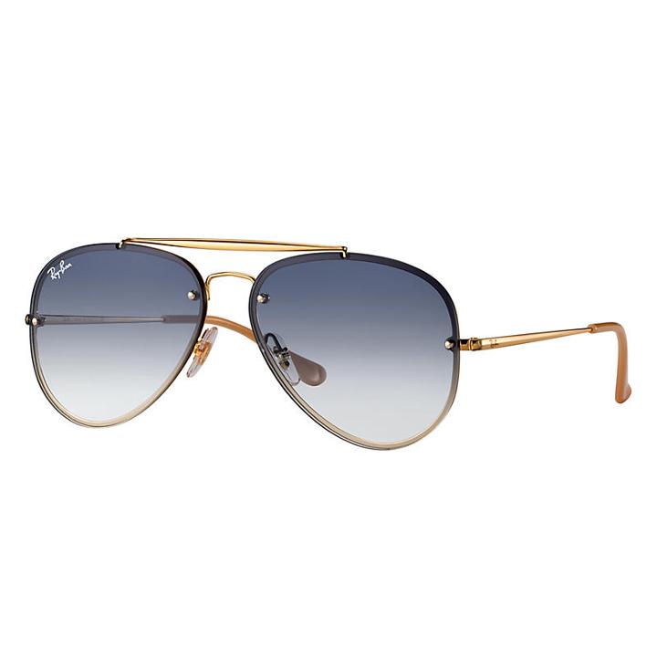 Ray-ban Blaze Aviator Gold Sunglasses, Blue Lenses - Rb3584n