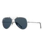 Ray-ban Aviator Titanium Matte Silver Sunglasses, Polarized Blue Lenses - Rb8125m