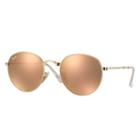 Ray-ban Round Metal Folding Gold Sunglasses, Pink Lenses - Rb3532
