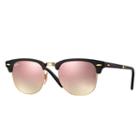 Ray-ban Clubmaster Folding Gold Sunglasses, Pink Flash Lenses - Rb2176