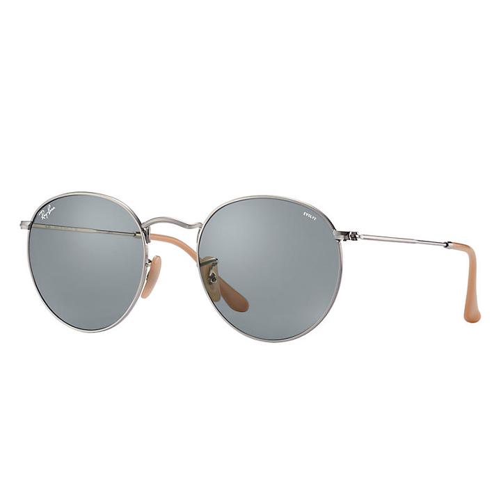 Ray-ban Men's Round Evolve Silver Sunglasses, Blue Lenses - Rb3447
